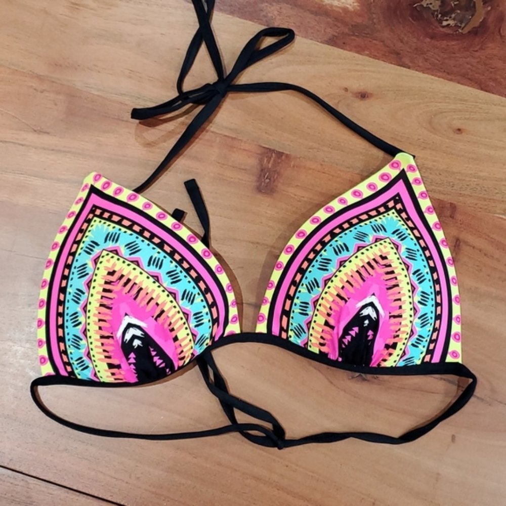 European Aztec-Tribal pattern halter padded Bikini- NWOT​